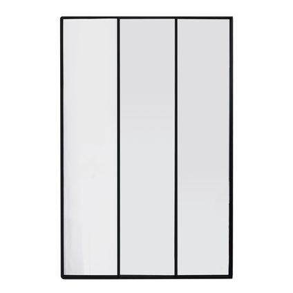 4goodz Miroir Rectangle Fenêtre Triptyque Métal 75x115x2 cm - Noir