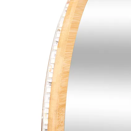 Bamboe Spiegel Rond met LED verlichting 57 cm doorsnede - Bruin 2