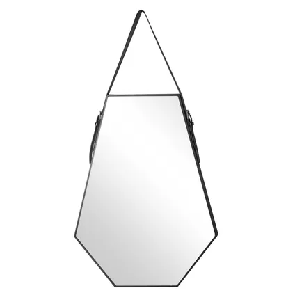 Miroir Forme Diamant Métal 66x49 cm avec Sangle de Suspension - Noir 4