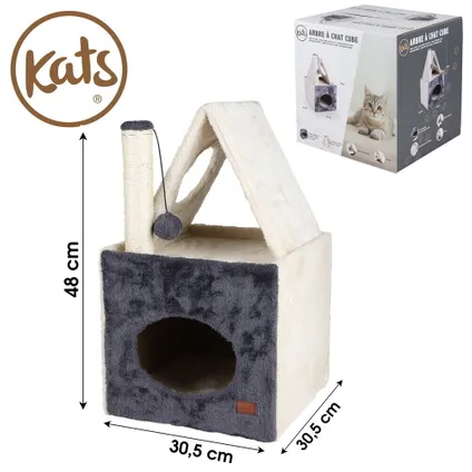 Kats Krabmeubel model Huis 30,5x48 cm - creme/grijs 3