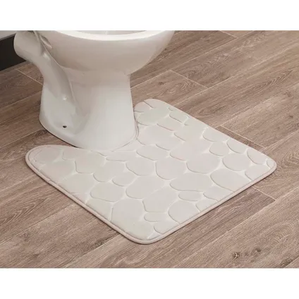 Tapis de toilette en mousse à mémoire de forme 4goodz Pebbles - Tapis de toilette 50x45 cm - Crème 2