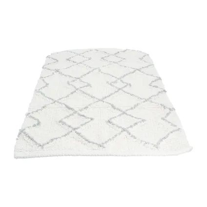 4goodz Taza Tapis de bain Blanc avec motif diamant 50x75 cm - Blanc/Gris 4