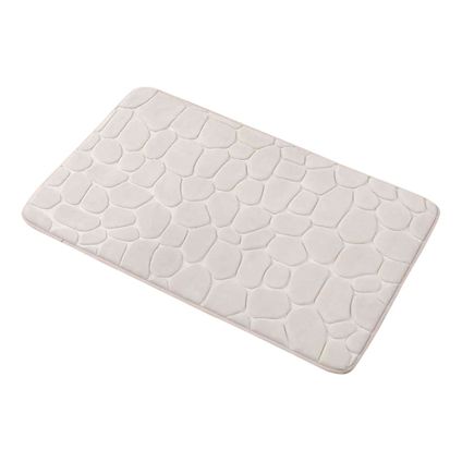 4goodz Tapis de bain en mousse à mémoire de forme Pebbles - Tapis de douche 50x80 cm - Crème