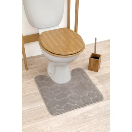 Tapis de toilette en mousse à mémoire de forme souple 4goodz Pebbles - tapis de toilette 50x45 cm - Taupe 2