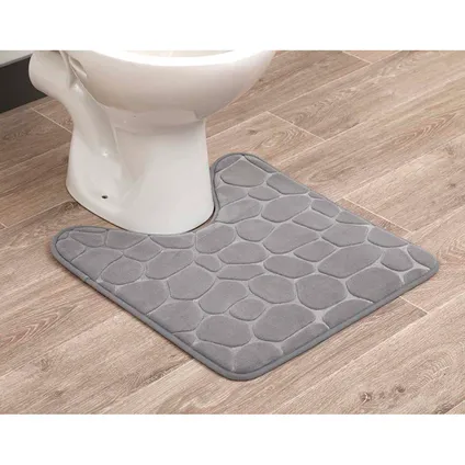 Tapis de toilette en mousse à mémoire de forme souple 4goodz Pebbles - Tapis de toilette 50x45 cm - Gris 2