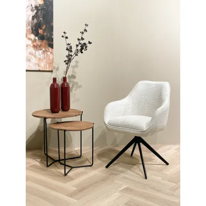 Livingfurn - Chaise de salle à manger Thomas Sand - Blanc - Tissu - Lot de 2 4
