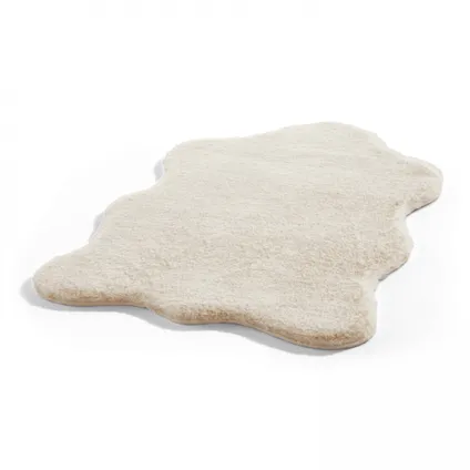 Oviala Shaun Imitatiebont vloerkleed in de vorm van een ivoren schapenvel 50x80 cm 2