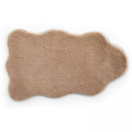 Oviala Beige schapenvacht tapijt in de vorm van een huid, 50 x 80 cm