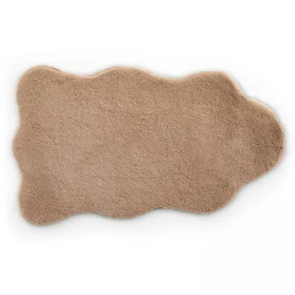 Tapis fourrure en forme de peau de mouton Oviala Shaun beige 50 x 80 cm