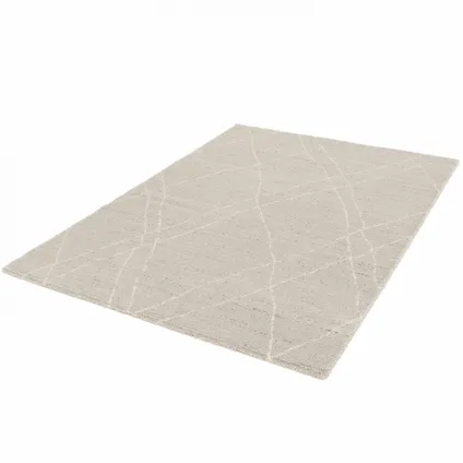 Oviala Clyde Rechthoekig tapijt met lineair patroon en beige korte pool, 120x170 cm 5