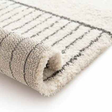 Oviala Rechthoekig tapijt met lineair patroon en beige korte pool, 200x290 cm 5
