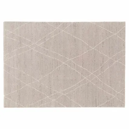 Oviala Rechthoekig tapijt met lichtgrijs Berber patroon, 120 x 170 cm