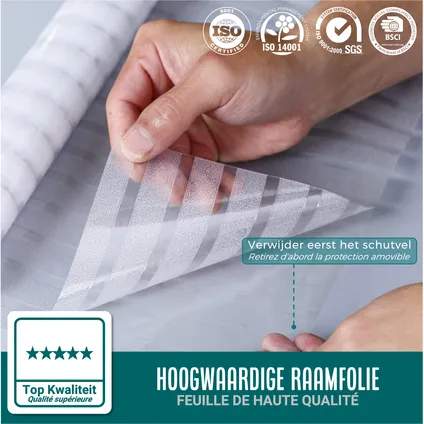 Homewell Raamfolie HR++ 90x300cm - Zonwerend & Isolerend - Statisch - Strepen 10