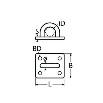 Plaque de recouvrement rectangulaire avec oeil semi-circulaire - Ø6mm - inox 304 2