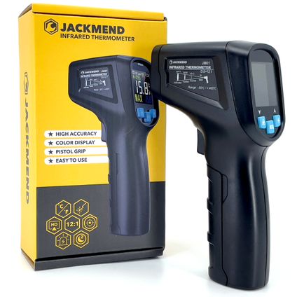 JACKMEND Thermomètre infrarouge numérique, plage de -50 à 400 °C, fonction pyromètre laser