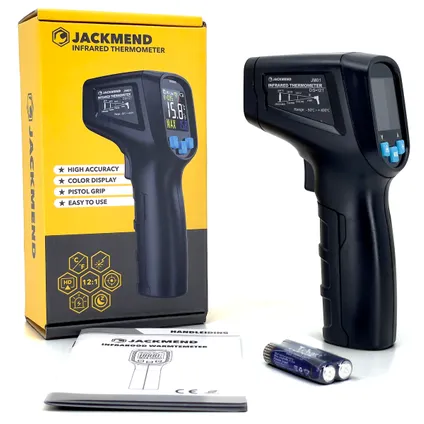 JACKMEND Thermomètre infrarouge numérique, plage de -50 à 400 °C, fonction pyromètre laser 6