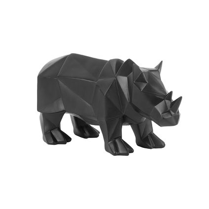 Present Time - Sculpture Origami Rhino - Noir