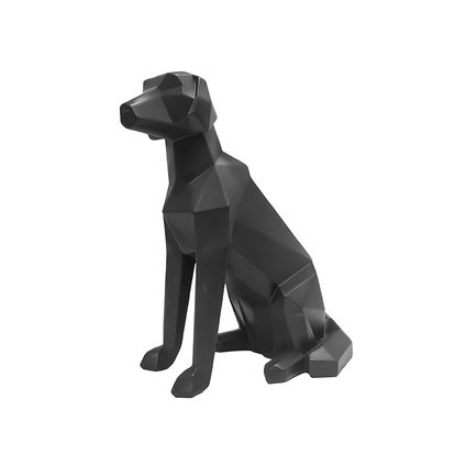 Present Time - Image de chien assis en origami - Noir