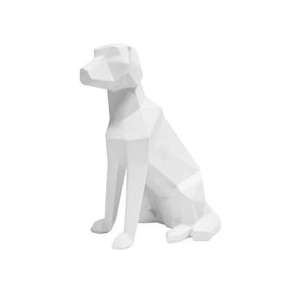Present Time - Image de chien assis en origami - Blanc