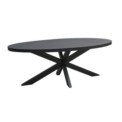 Livingfurn - Table de salle à manger Kala Oval Spider 160cm - Bois de manguier / Acier enduit