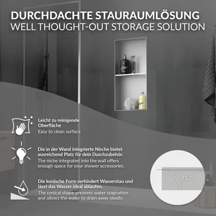 LuxeBath Dubbele Inbouw Douchewand, 30x60x10 cm, Roestvrij Staal, Zilver 5