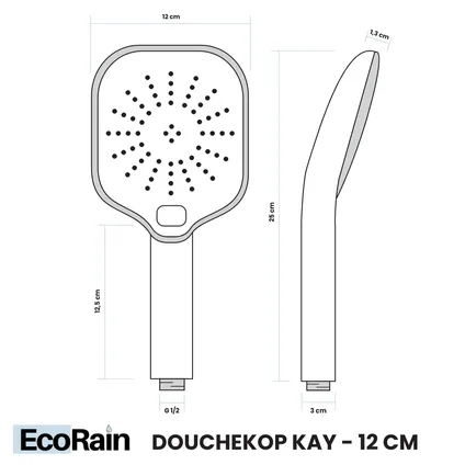 EcoRain Waterbesparende Douchekop Kay 12 cm - Zwart 4