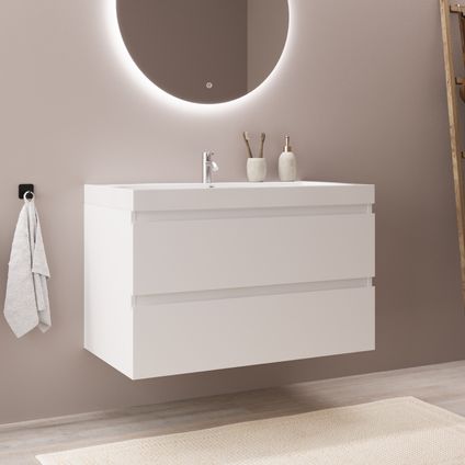LOMAZOO meuble de salle de bain Monaco blanc brillant - 80cm