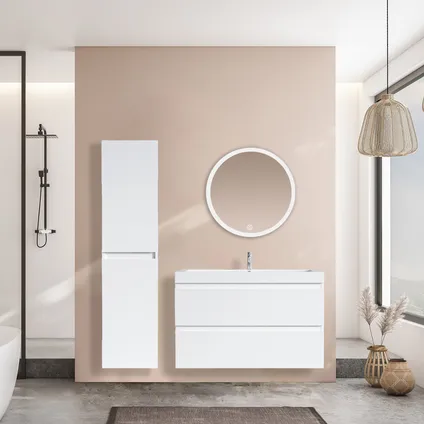 LOMAZOO meuble de salle de bain Monaco blanc brillant - 80cm 7