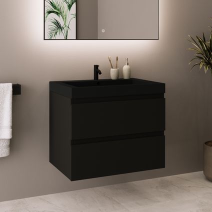 LOMAZOO meuble de salle de bain Monaco noir mat - 60 cm