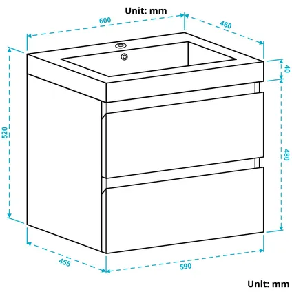 LOMAZOO meuble de salle de bain Monaco noir mat - 60 cm 3