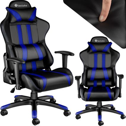 Tectake Gaming Chair Bureaustoel - Premium Racing Style -Zwart/Blauw - Kunstleer - Verstelbaar