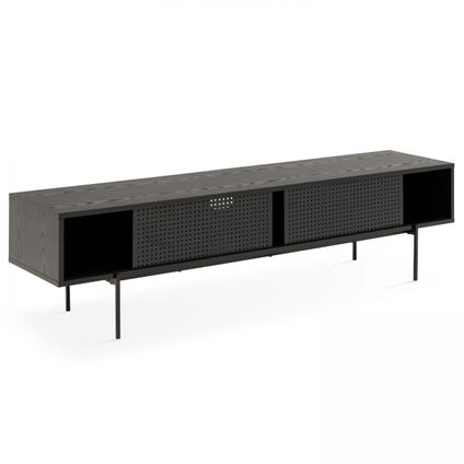 Oviala TV-meubel 180 cm industriële stijl zwart hout