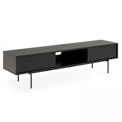 Oviala Logan TV-meubel 180 cm industriële stijl zwart hout 3