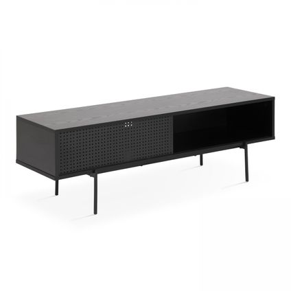 Oviala Logan TV-meubel 140 cm industriële stijl zwart hout
