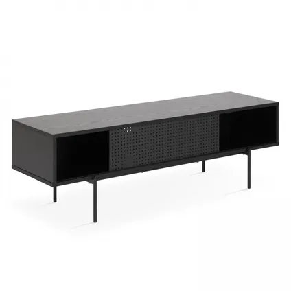 Oviala TV-meubel 140 cm industriële stijl zwart hout 3