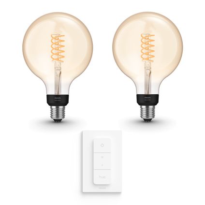 Philips Hue Pack d'expansion E27 White Globe - 2 lampes