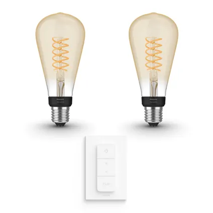 Philips Hue Pack d'expansion E27 White Edison - 2 lampes