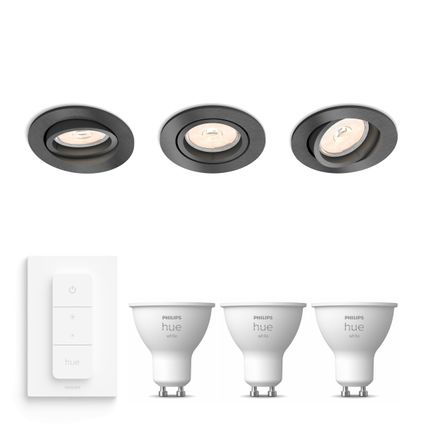 Philips Donegal Inbouwspots - Hue White & Dimmer - Antraciet