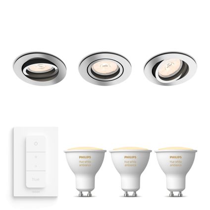 Philips Donegal Inbouwspots met White Ambiance & Dimmer - Chroom