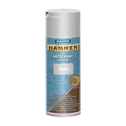 Maston Hammer - peinture métal - argent - finition martelée - peinture en aérosol - 400 ml