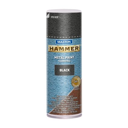 Maston Hammer - peinture métal - noir - finition martelée - peinture en aérosol - 400 ml