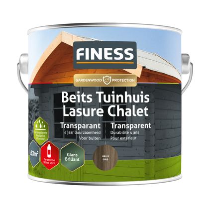 Finess Beits Tuinhuis - transparant - hoogglans - grijs - 2,5 liter