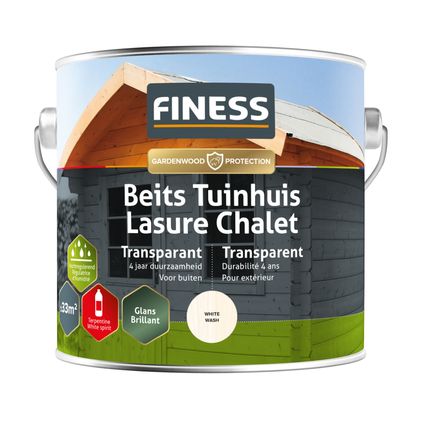 Finess Beits Tuinhuis - transparant - hoogglans - white wash - 2,5 liter