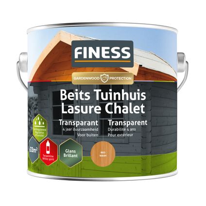 Finess Beits Tuinhuis - transparant - hoogglans - red wash - 2,5 liter