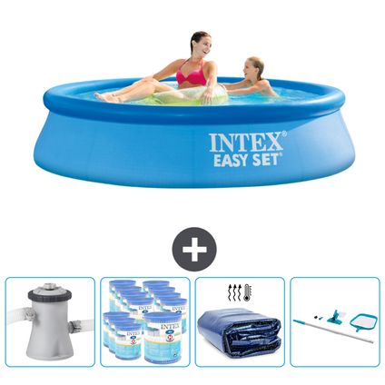 Intex Rond Opblaasbaar Easy Set Zwembad - 244 x 61 cm - Blauw - Inclusief Accessoires CB90