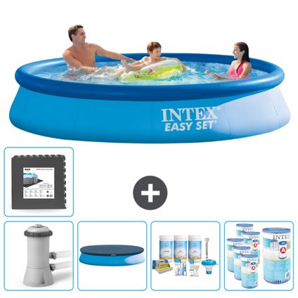 Intex Rond Opblaasbaar Easy Set Zwembad - 366 x 76 cm - Blauw - Inclusief Accessoires CB17