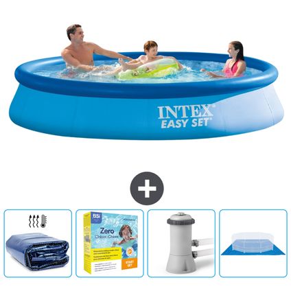 Intex Rond Opblaasbaar Easy Set Zwembad - 366 x 76 cm - Blauw - Inclusief Accessoire CB8