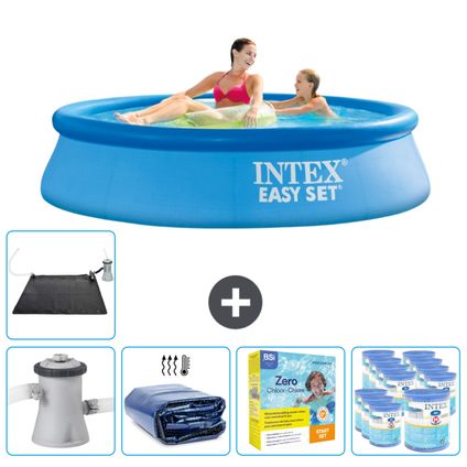 Intex Rond Opblaasbaar Easy Set Zwembad - 244 x 61 cm - Blauw - Inclusief Accessoires CB25
