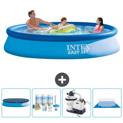 Intex Rond Opblaasbaar Easy Set Zwembad - 366 x 76 cm - Blauw - Inclusief Accessoire CB59