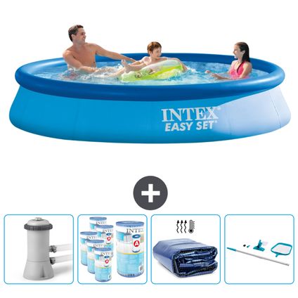 Intex Rond Opblaasbaar Easy Set Zwembad - 366 x 76 cm - Blauw - Inclusief Accessoires CB90